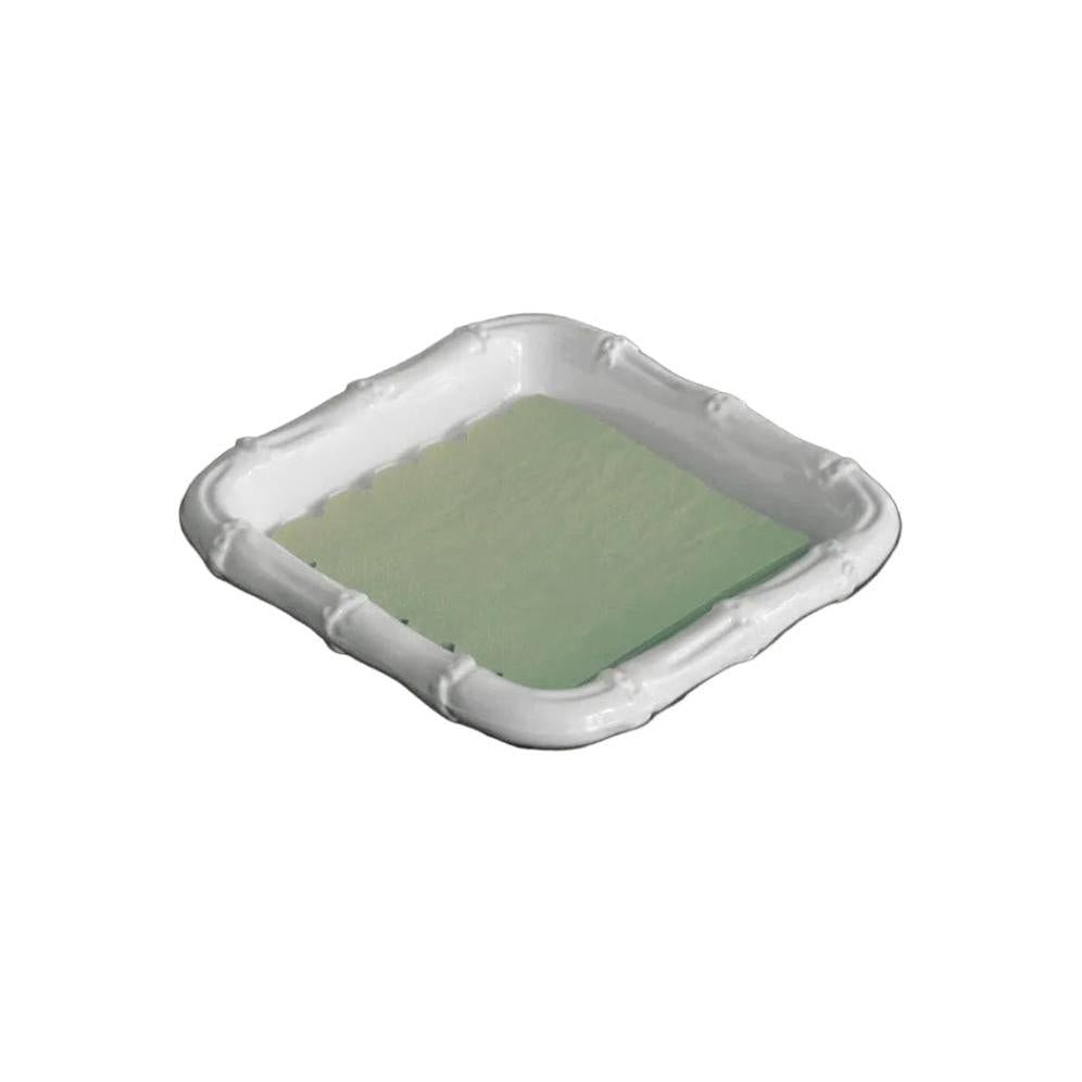 Vida White Bamboo Beverage Napkin Holder | Bone & Brass