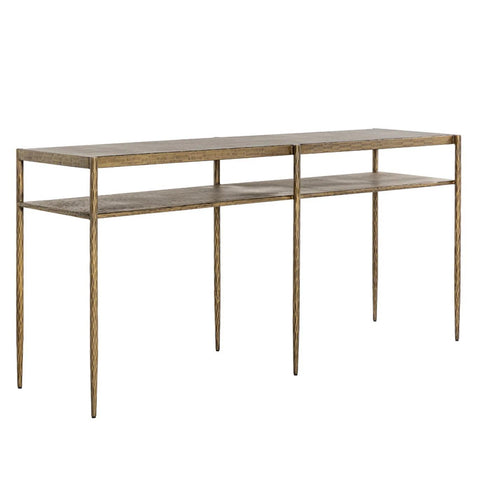 Naini Hammered Antique Brass Console Table | Bone & Brass