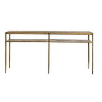 Naini Hammered Antique Brass Console Table - Table Detail | Bone & Brass