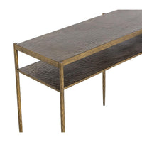 Naini Hammered Antique Brass Console Table - Table Top View | Bone & Brass