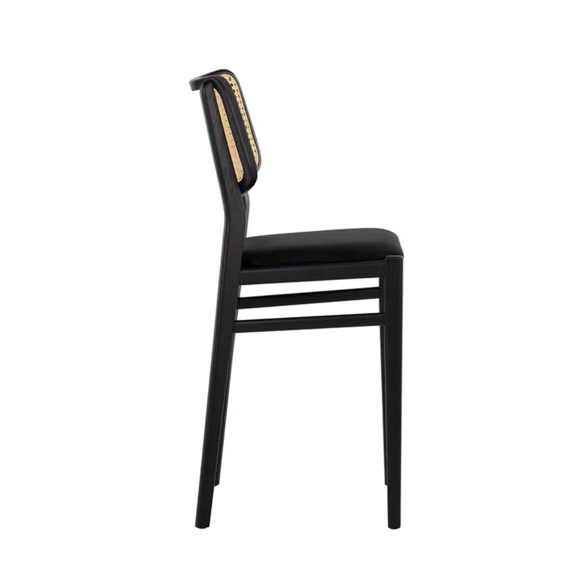 Annex Black & Natural Rattan Counter Stool - Stool Detail | Bone & Brass