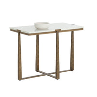 Cowell Hammered Brass & Marble Side Table | Bone & Brass