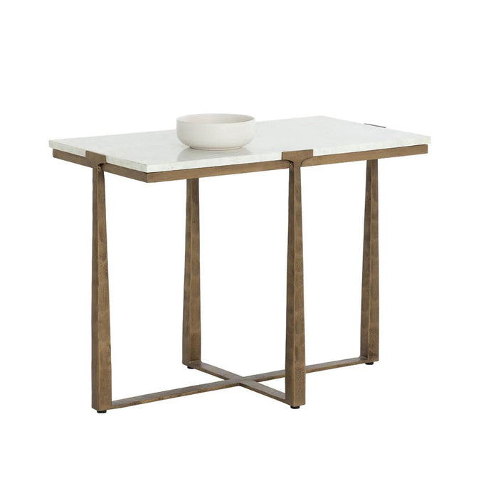 Cowell Hammered Brass & Marble Side Table