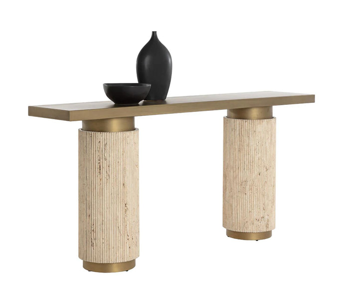 Ashva Antique Brass Console Table