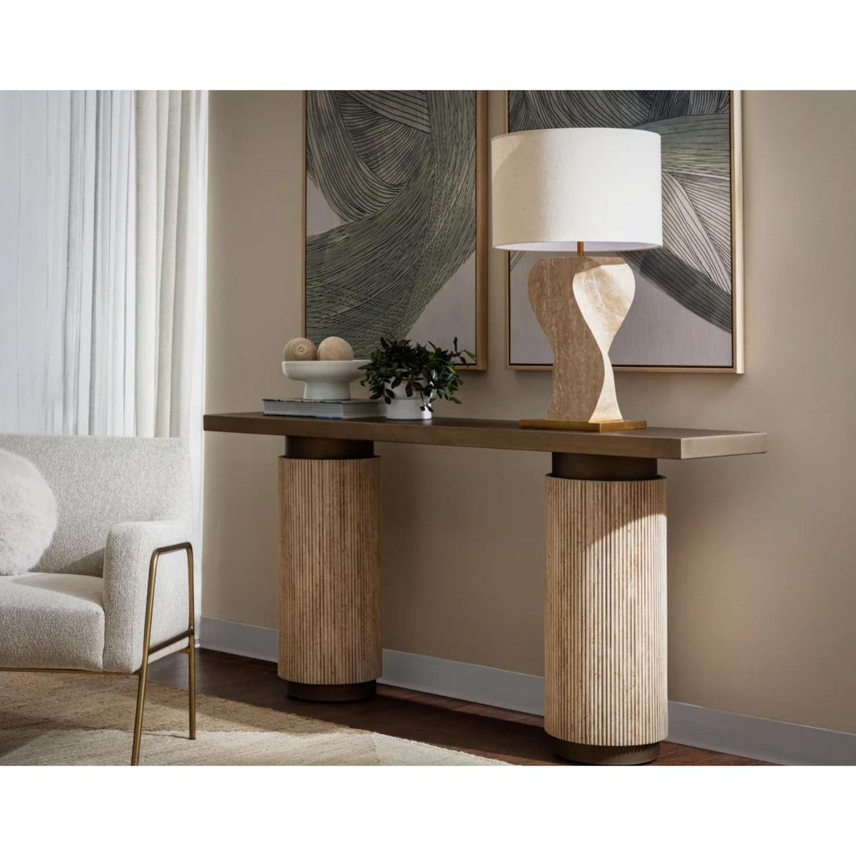 Ashva Antique Brass Console Table - Table Side View | Bone & Brass
