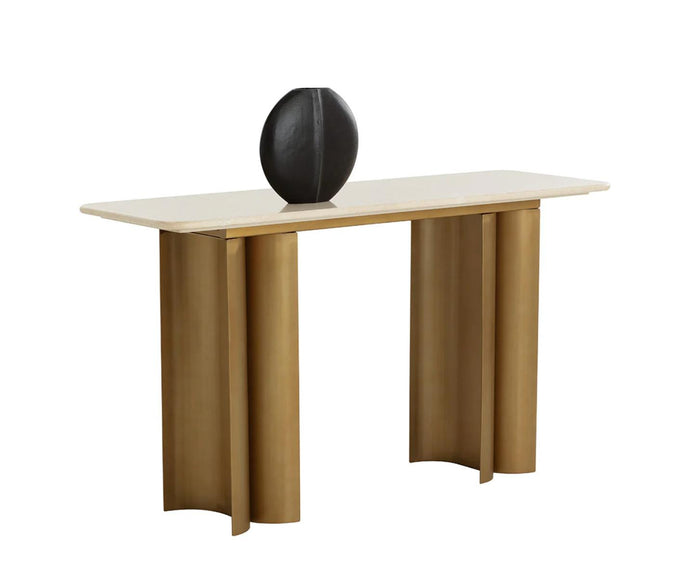 Astara Antique Brass & Cream Marble Console Table