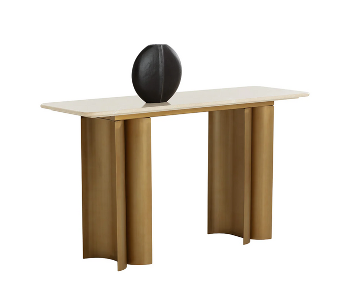 Astara Antique Brass & Cream Marble Console Table