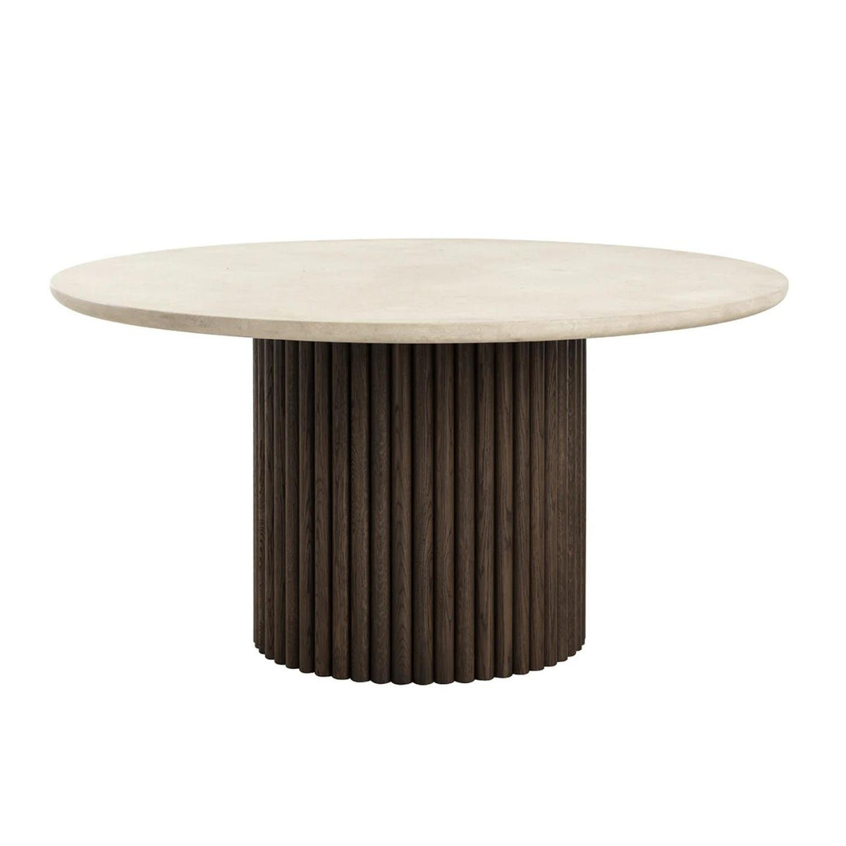 Banyan Round Mocha Base & Marble Top Dining Table | Bone & Brass