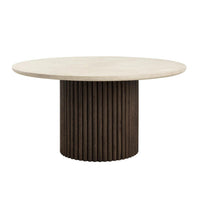 Banyan Round Mocha Base & Marble Top Dining Table | Bone & Brass