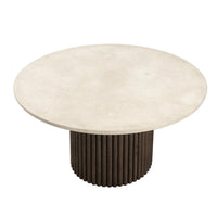 Banyan Round Mocha Base & Marble Top Dining Table - Table Top View | Bone & Brass