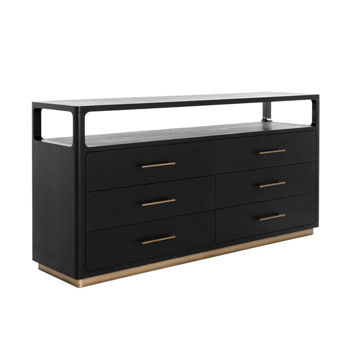 Danette Black Oak & Brass Dresser | Bone & Brass