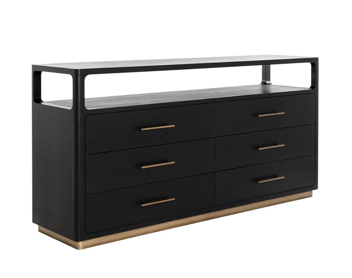 Danette Black Oak & Brass Dresser