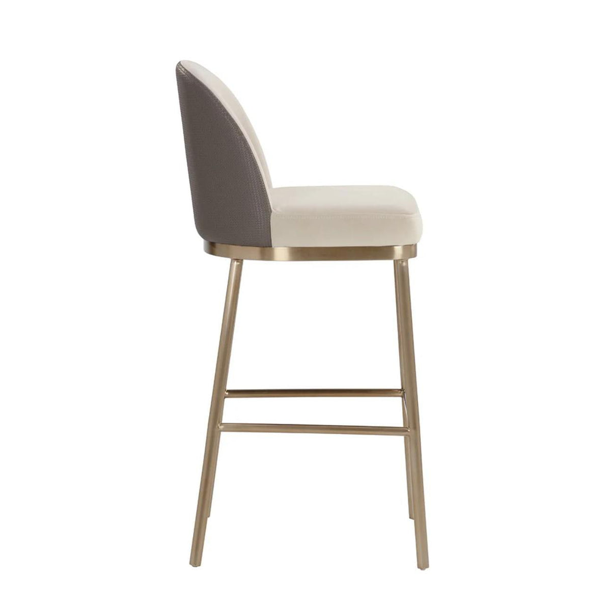 Lavania Taupe & Brass Barstool - Stool Seat Detail | Bone & Brass