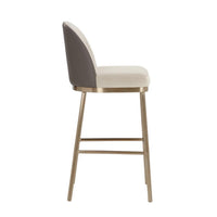Lavania Taupe & Brass Barstool - Stool Seat Detail | Bone & Brass