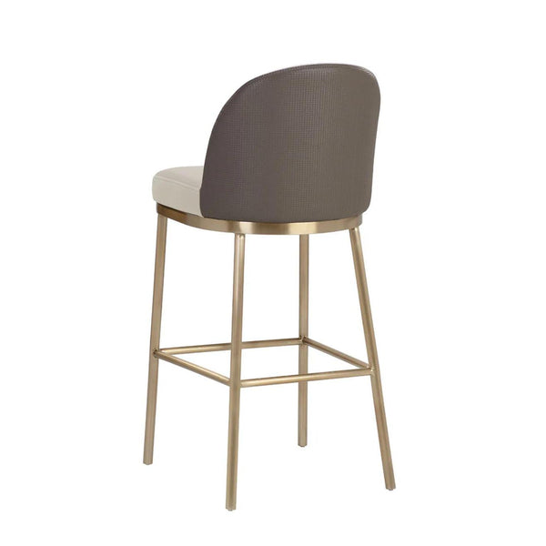 Lavania Taupe & Brass Barstool - Stool Side View | Bone & Brass