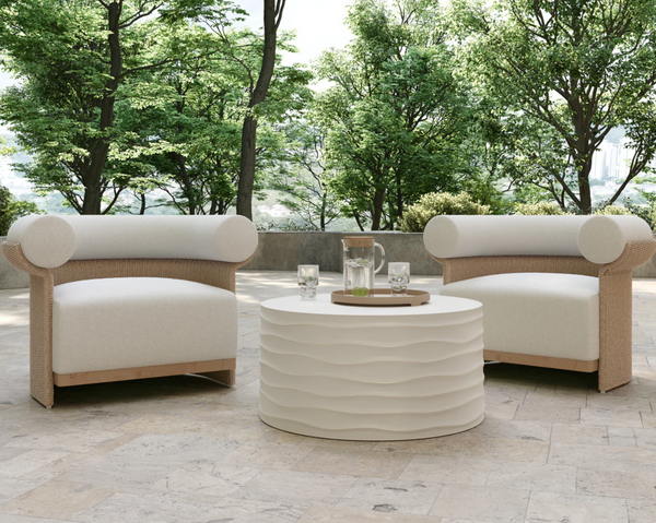 Corey Cream Concrete Round Coffee Table - Large