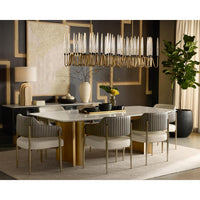 Astara Marble & Antique Gold Rectangle Dining Table - Table Side View | Bone & Brass