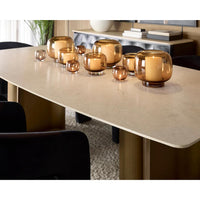 Astara Marble & Antique Gold Rectangle Dining Table - Table Top View | Bone & Brass