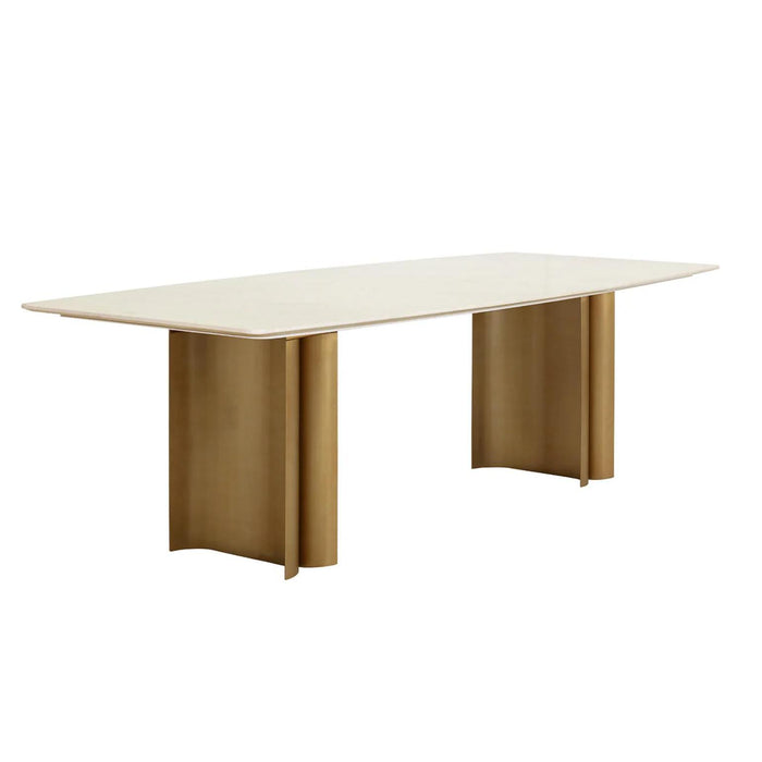 Astara Marble & Antique Gold Rectangle Dining Table