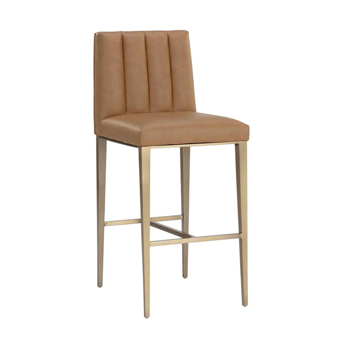 Wilbur Cognac Leather & Antique Brass Barstool | Bone & Brass
