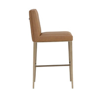 Wilbur Cognac Leather & Antique Brass Barstool - Stool Seat Detail | Bone & Brass