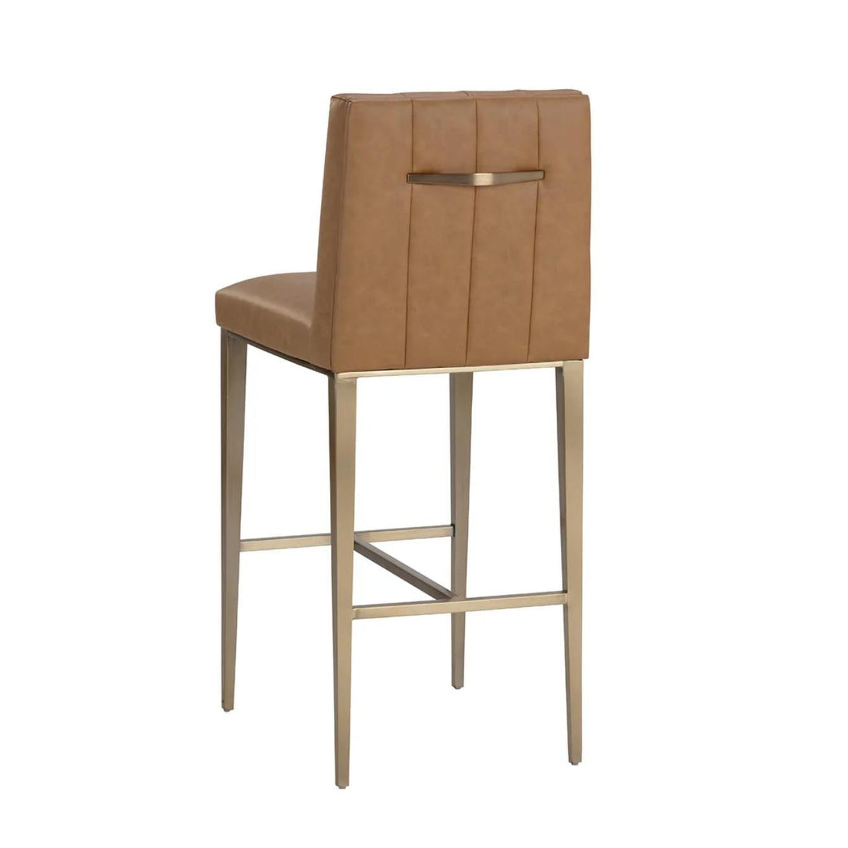 Wilbur Cognac Leather & Antique Brass Barstool - Stool Detail | Bone & Brass