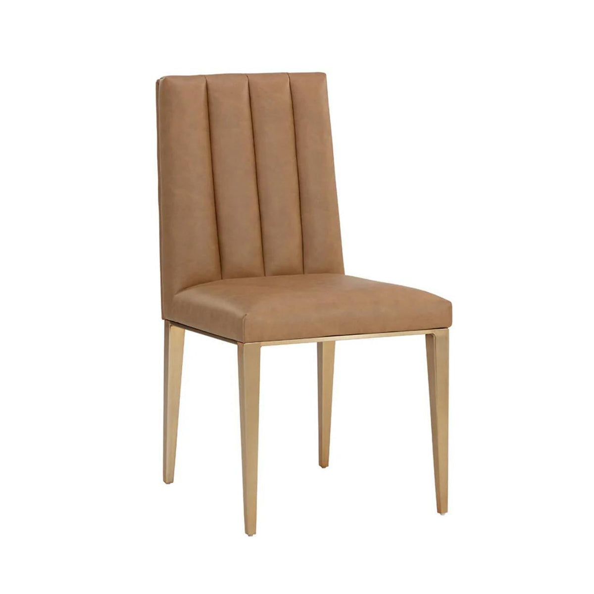 Wilbur Cognac Leather & Antique Brass Dining Chair | Bone & Brass
