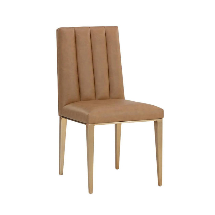 Wilbur Cognac Leather & Antique Brass Dining Chair | Bone & Brass