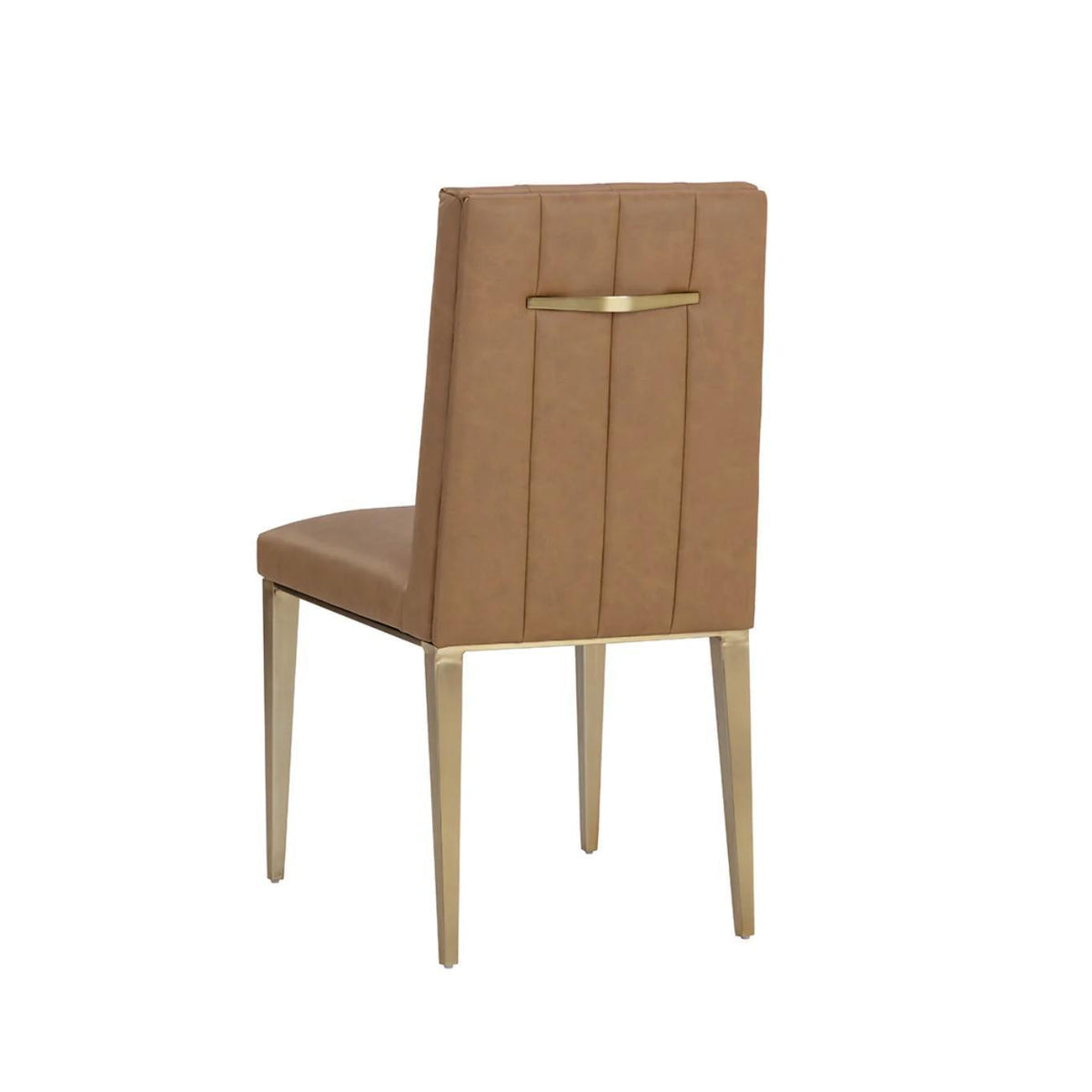 Wilbur Cognac Leather & Antique Brass Dining Chair - Chair Side View | Bone & Brass