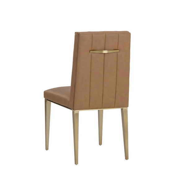 Wilbur Cognac Leather & Antique Brass Dining Chair - Chair Side View | Bone & Brass