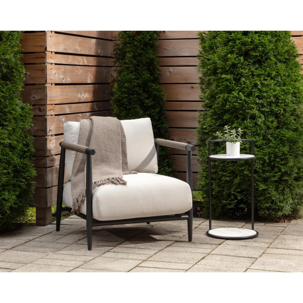 Parga Matte Black & White Side Table