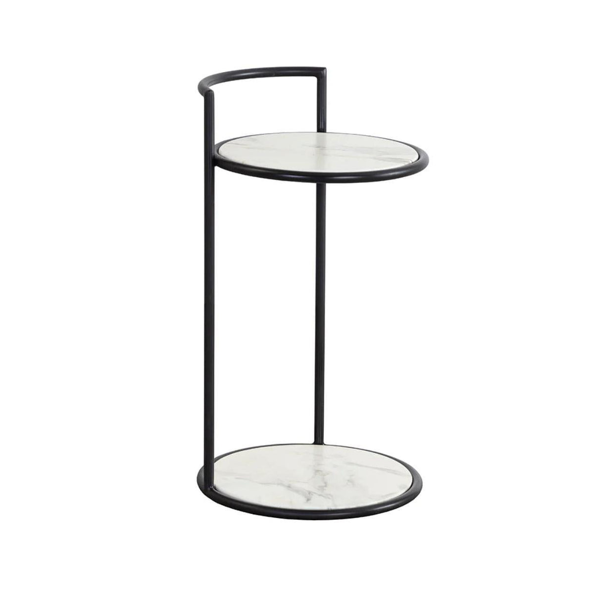 Parga Matte Black & White Side Table | Bone & Brass