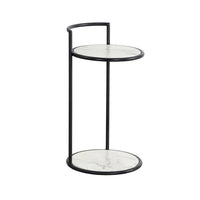 Parga Matte Black & White Side Table | Bone & Brass