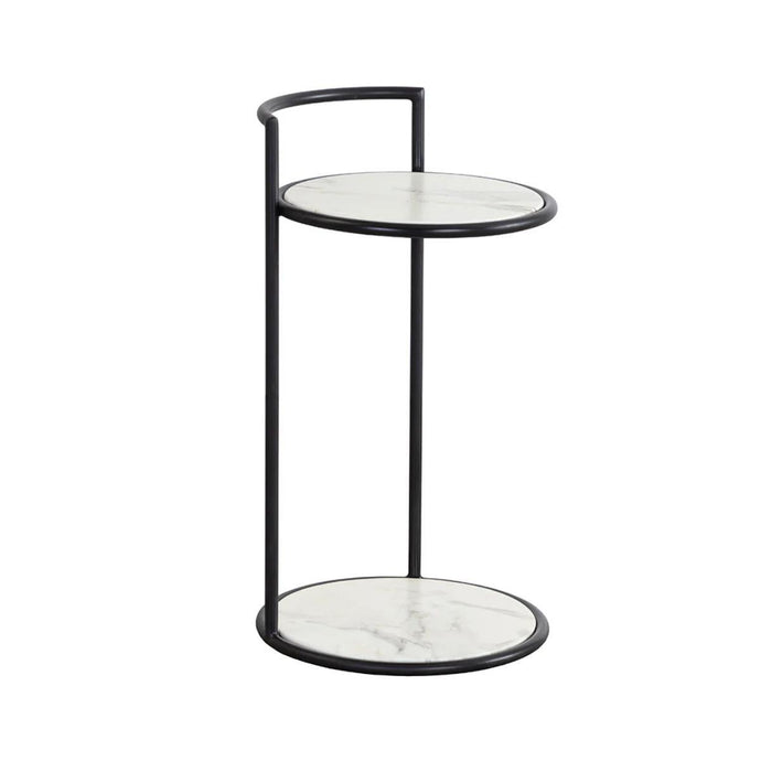 Parga Matte Black & White Side Table