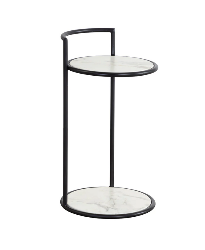 Parga Matte Black & White Side Table