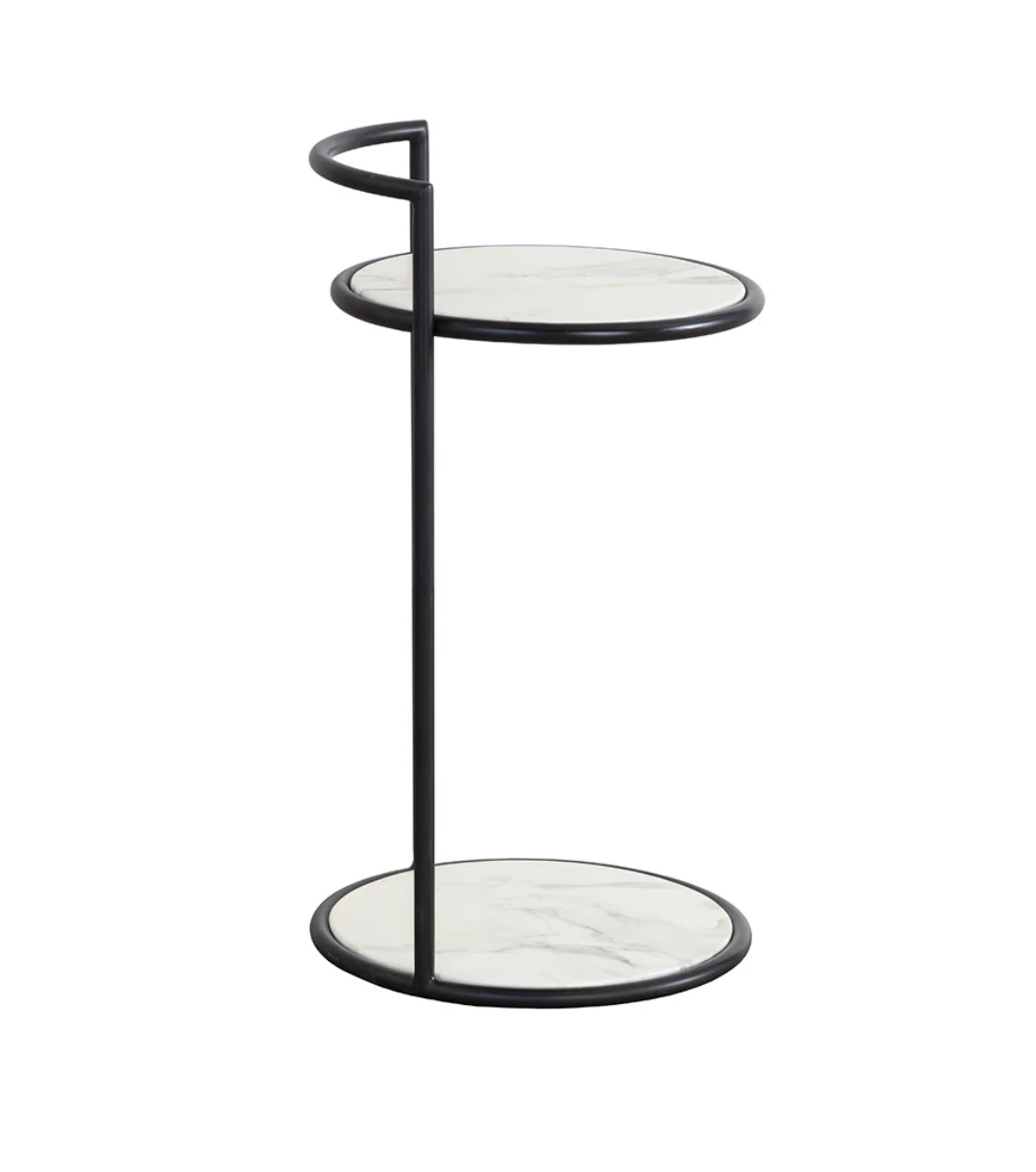 Parga Matte Black & White Side Table