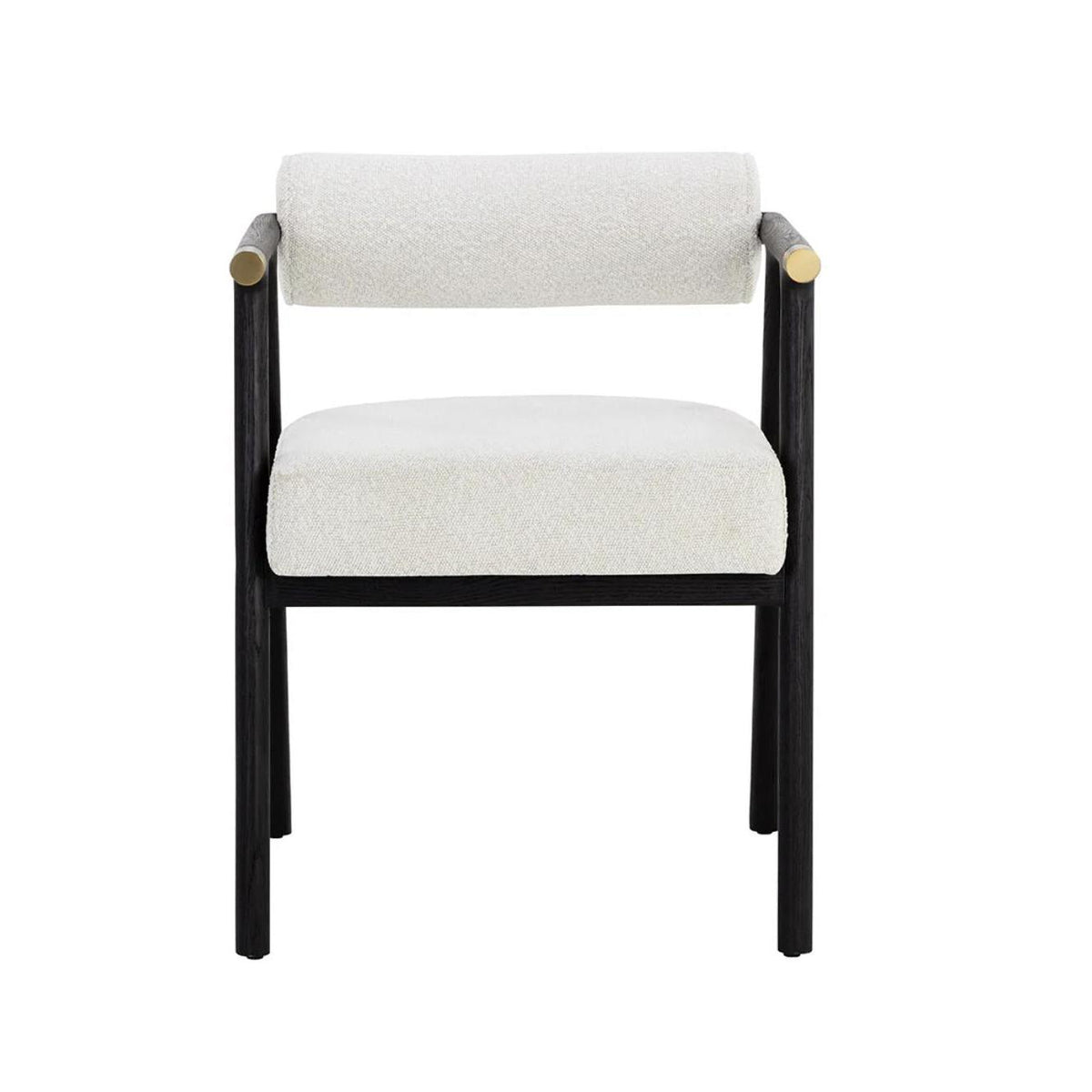 Sova White Boucle & Black Oak Dining Armchair - Chair Detail | Bone & Brass