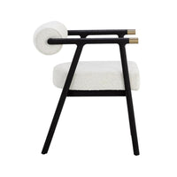 Sova White Boucle & Black Oak Dining Armchair - Chair Detail | Bone & Brass