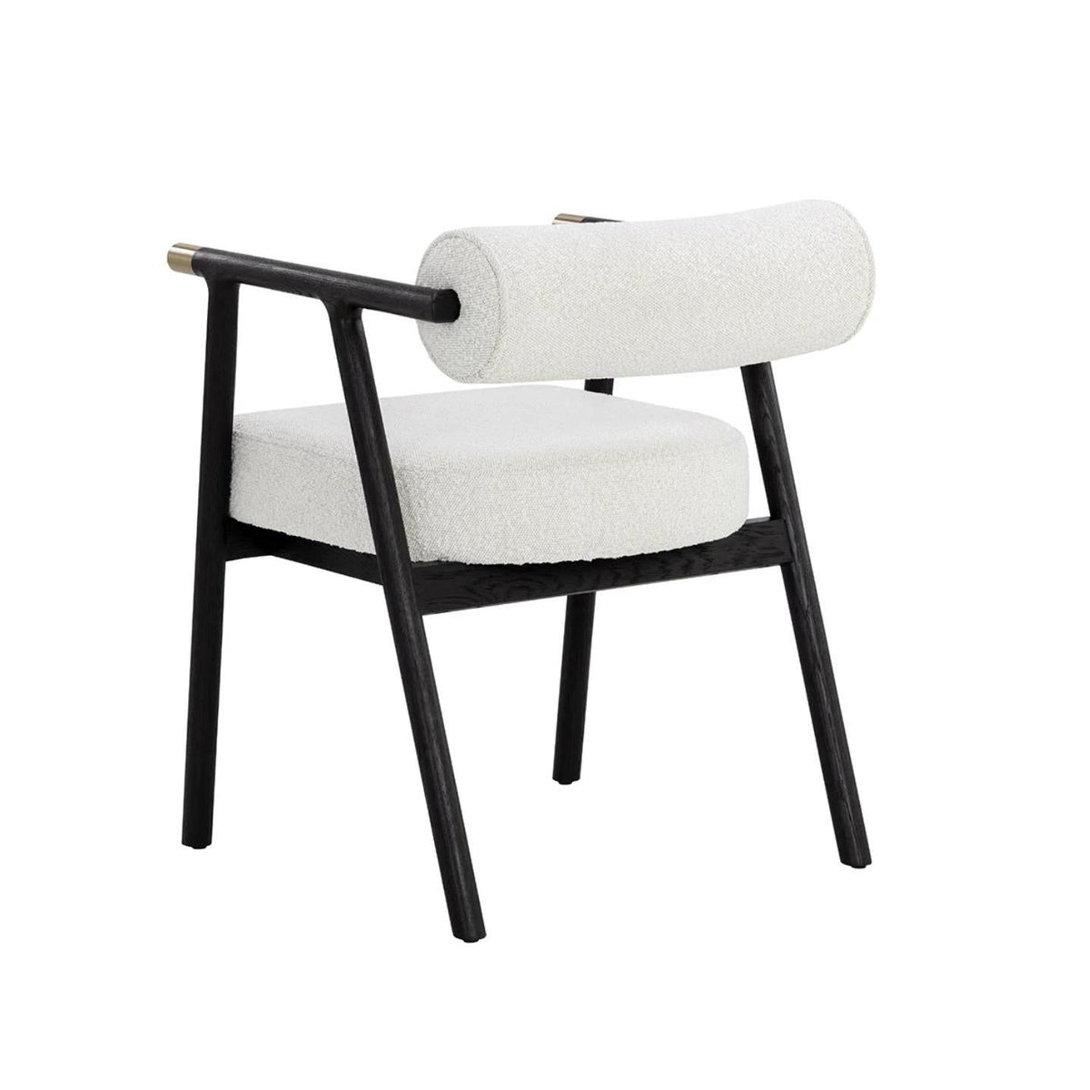 Sova White Boucle & Black Oak Dining Armchair - Chair Upholstery Detail | Bone & Brass