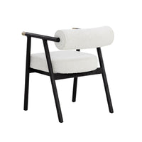 Sova White Boucle & Black Oak Dining Armchair - Chair Upholstery Detail | Bone & Brass