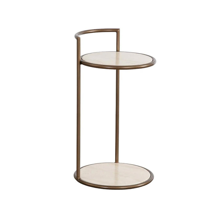Parga Bronze & Travertine Side Table