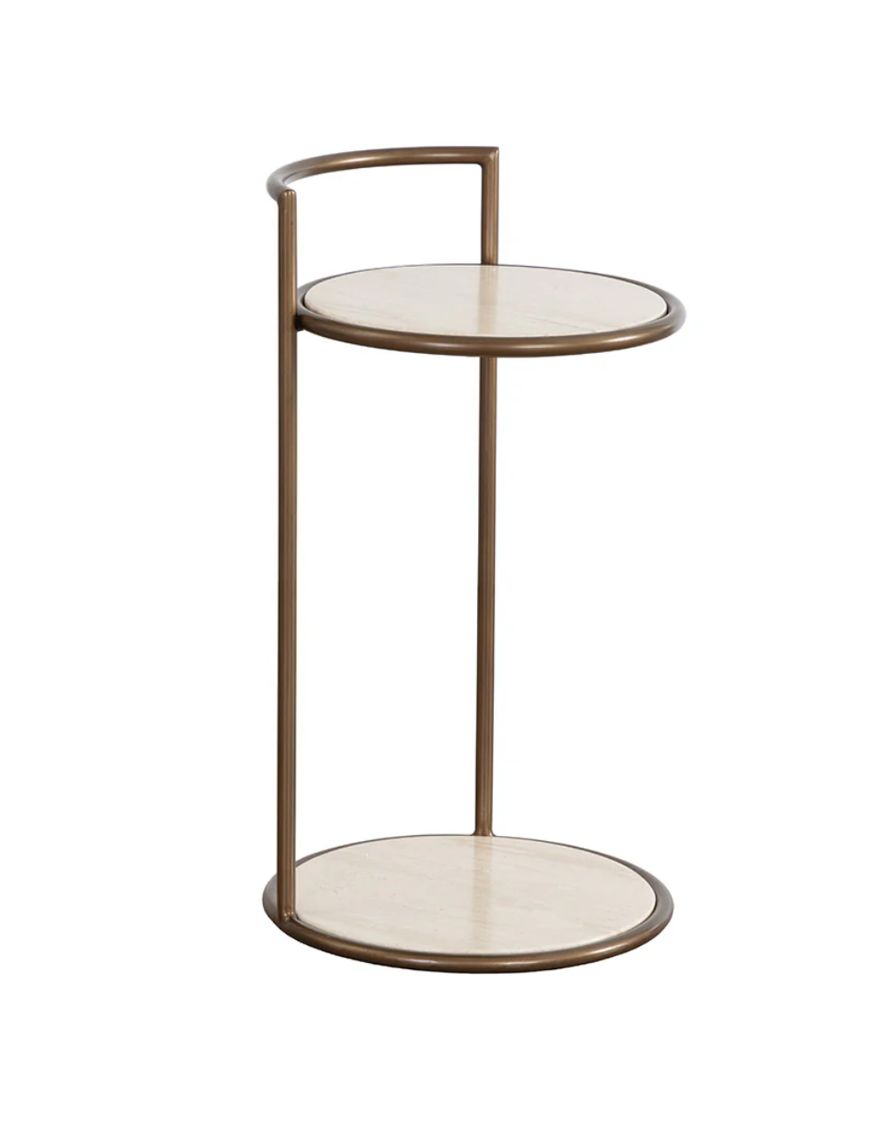 Parga Bronze & Travertine Side Table