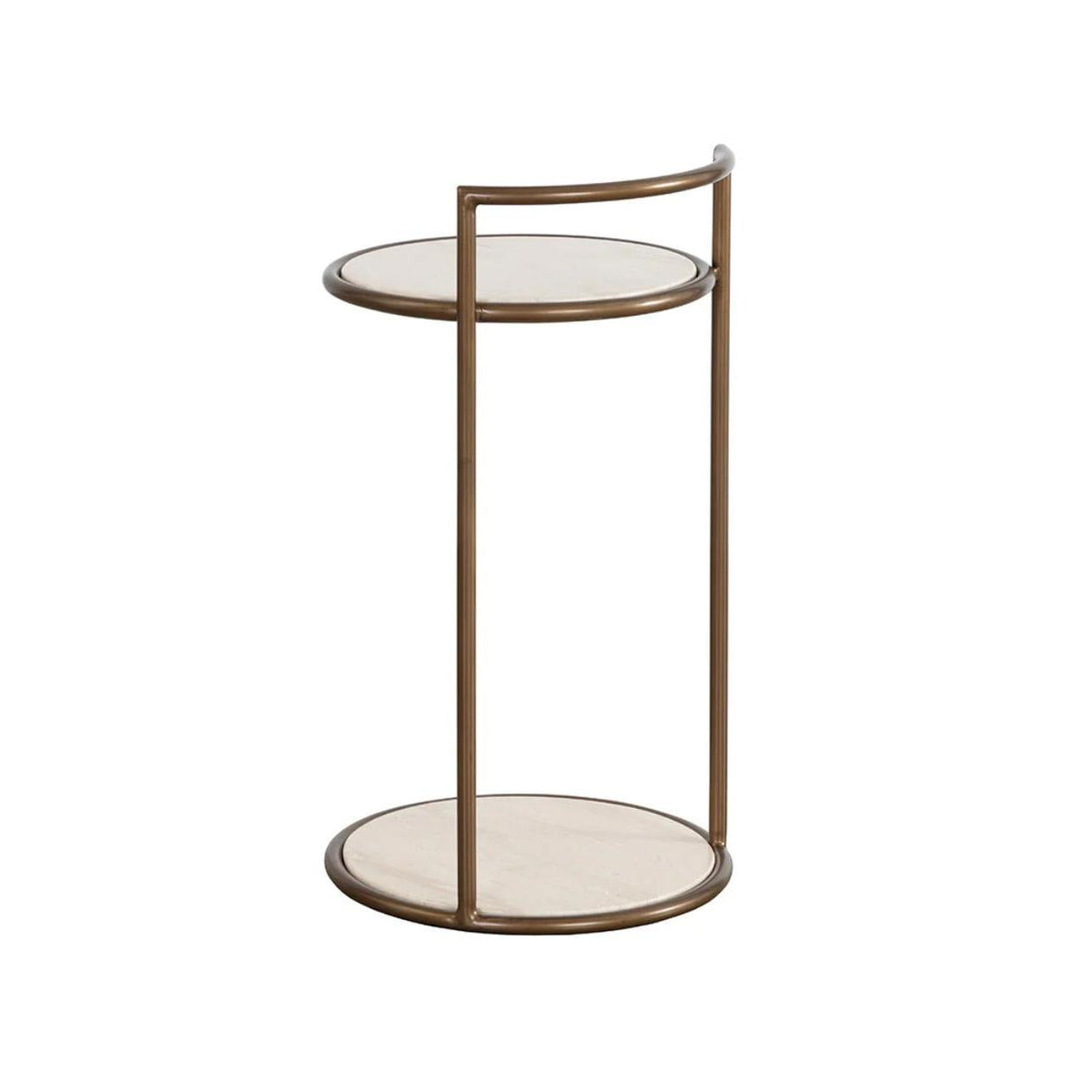 Parga Bronze & Travertine Side Table - Table Top View | Bone & Brass