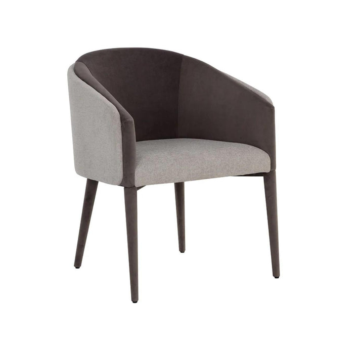 Sheva Grey & Dark Ash Fabric Dining Armchair | Bone & Brass