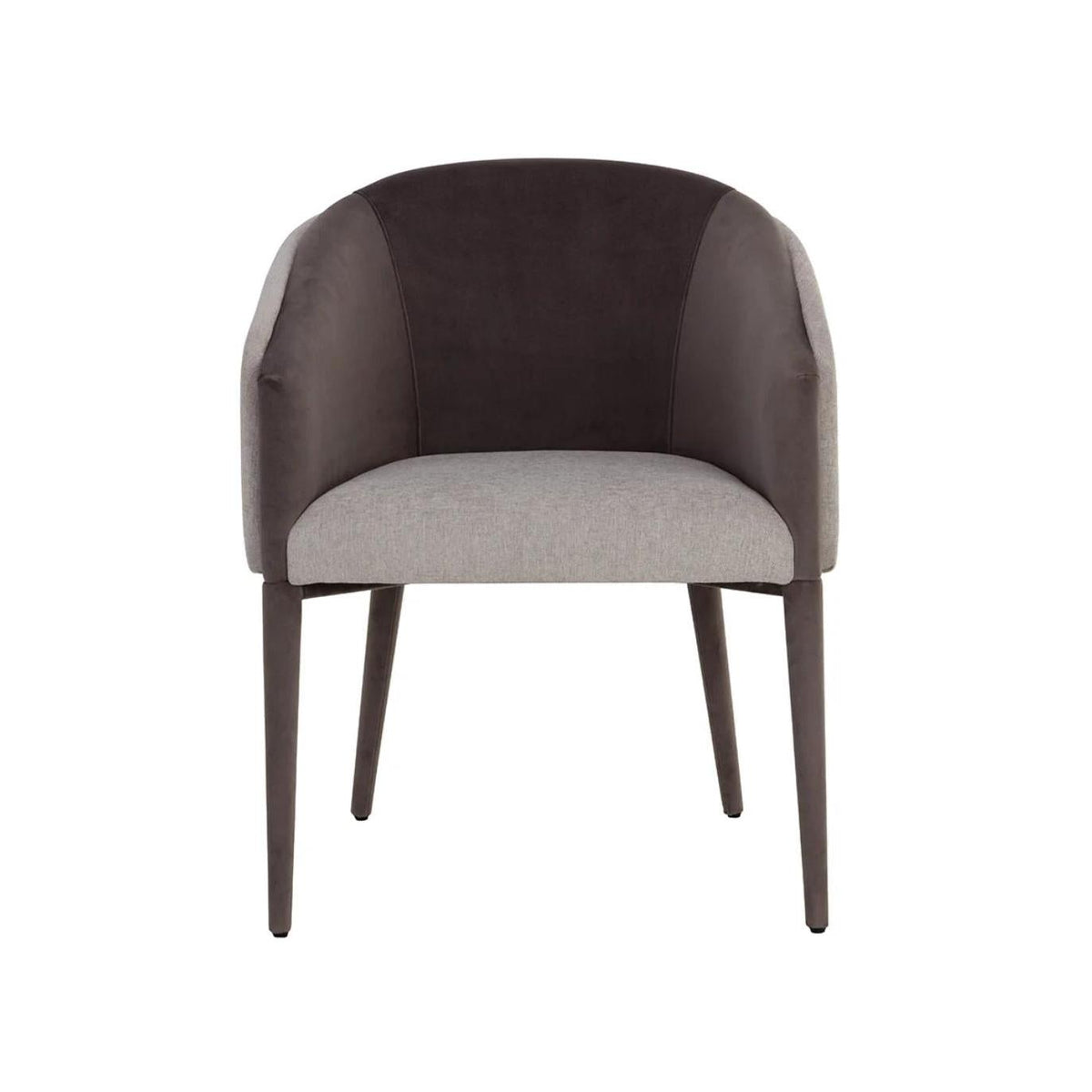Sheva Grey & Dark Ash Fabric Dining Armchair - Chair Upholstery Detail | Bone & Brass