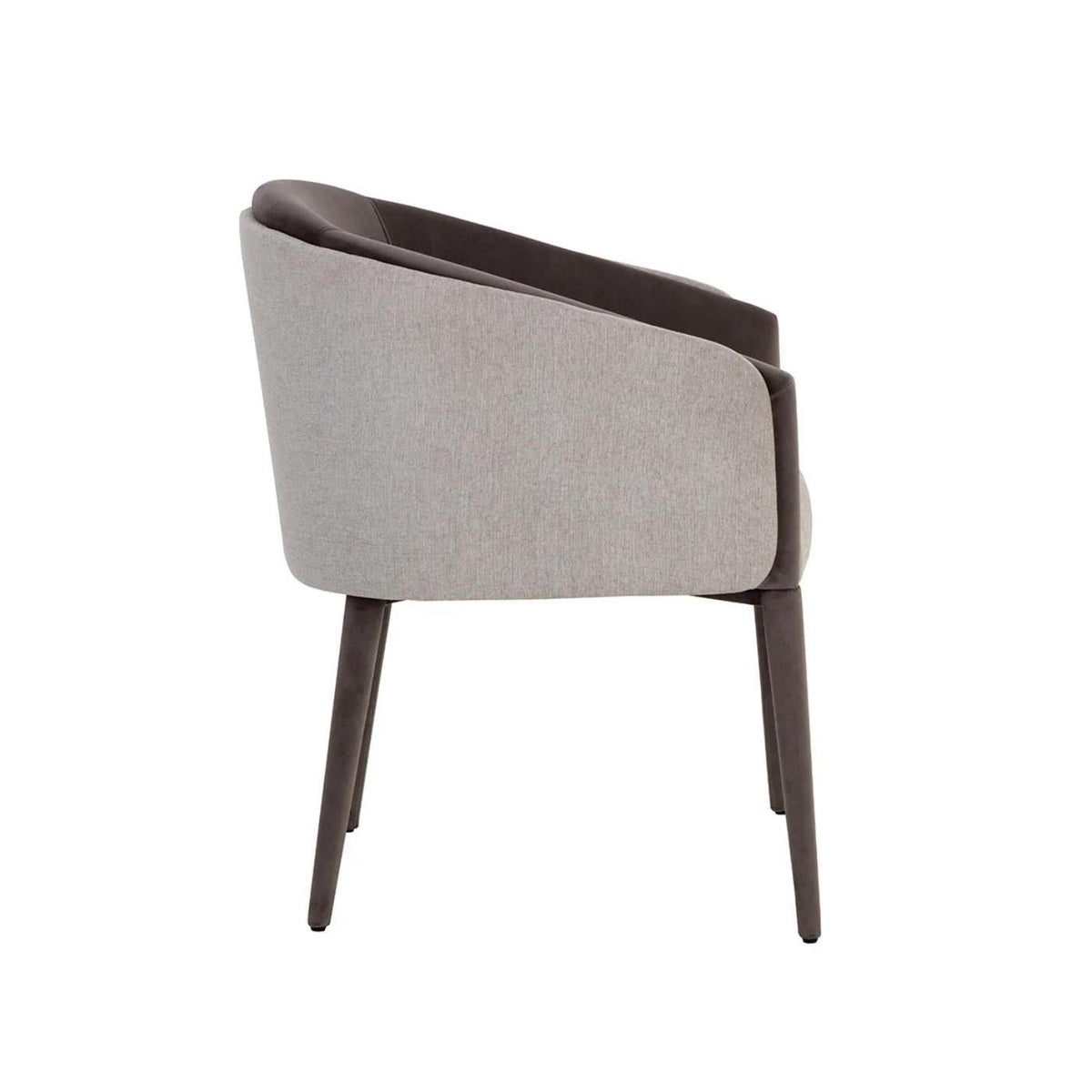 Sheva Grey & Dark Ash Fabric Dining Armchair - Chair View | Bone & Brass