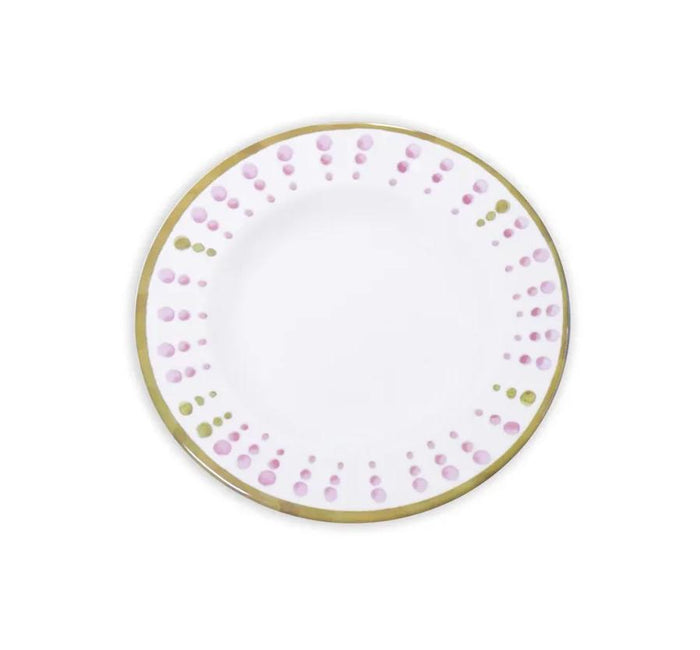 VIDA Pink & Green Dots Athena Salad Plate Set of 4