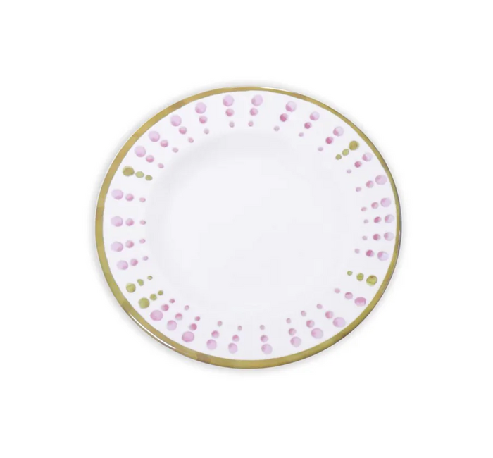 VIDA Pink & Green Dots Athena Salad Plate Set of 4