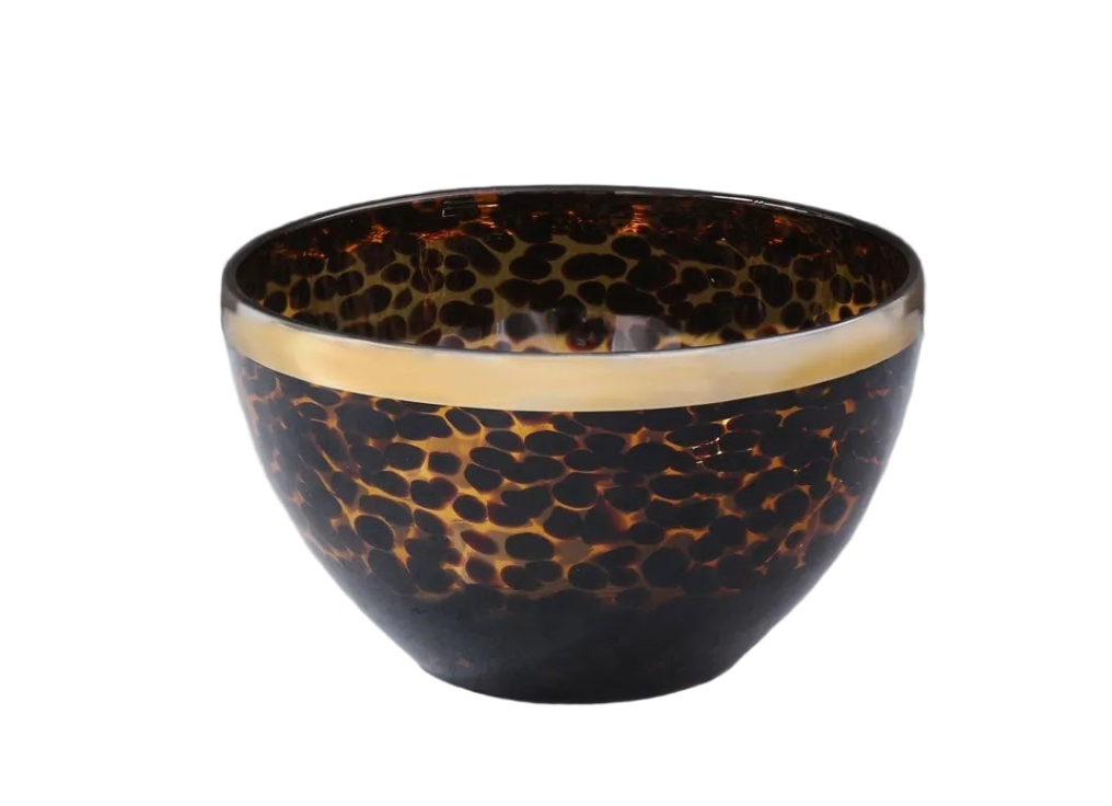 Tortoise and Gold Glass Dinner Bowl