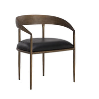 Zanatta Antique Brass & Black Leather Dining Armchair | Bone & Brass